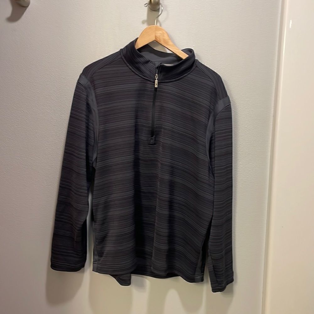 Tommy Bahama mens tidal stripe half zip navy blue shirt